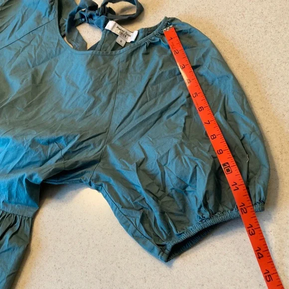 Peter Som Dark Green-Blue Mini Dress Puff Sleeves Women Size 6 - Picture 14 of 15